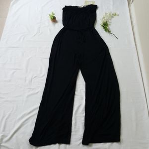 STRAPLESS SPLIT-LEG JUMPSUIT size: L